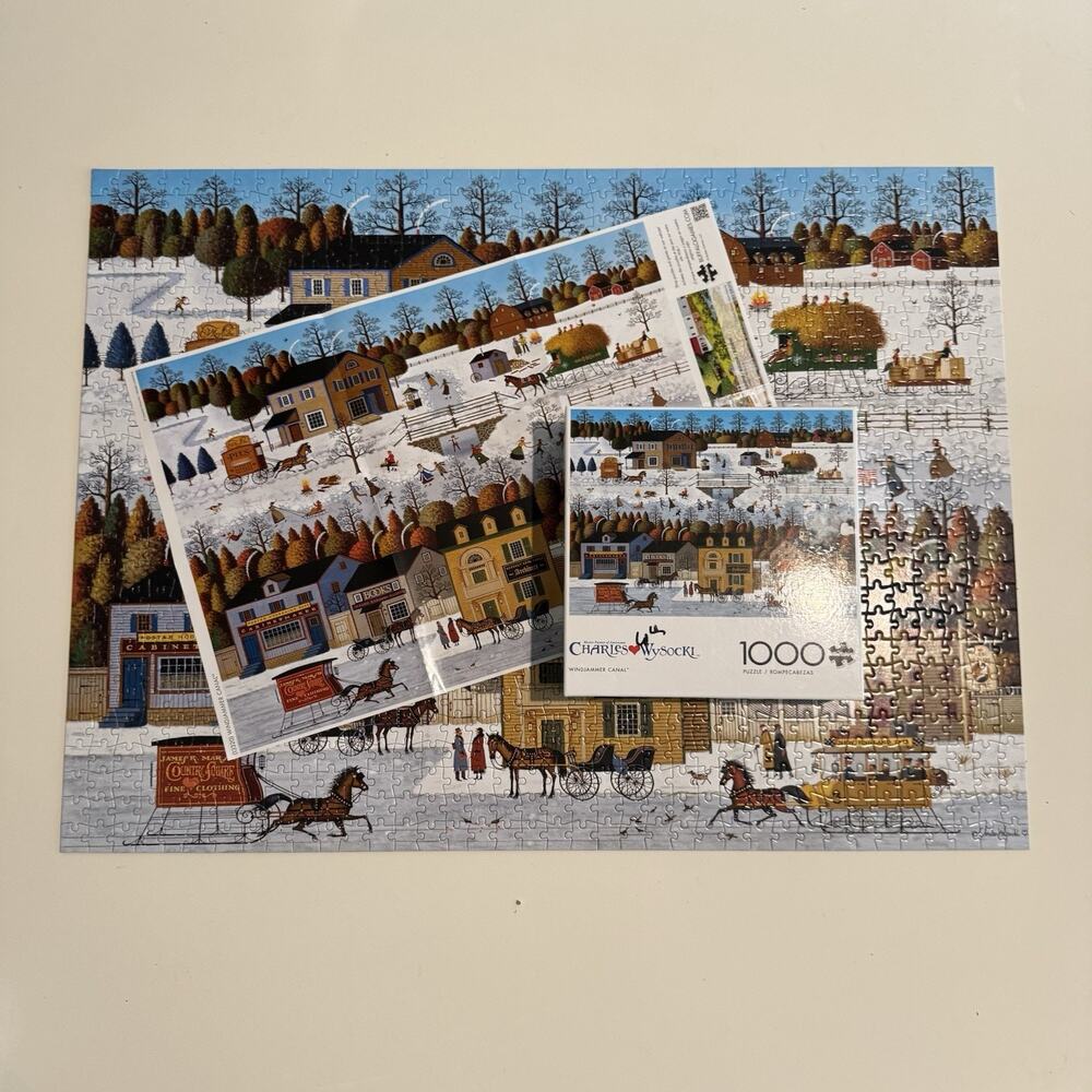 Charles Wysocki Windjammer Canal 1000 Piece Jigsaw Puzzle Complete Americana